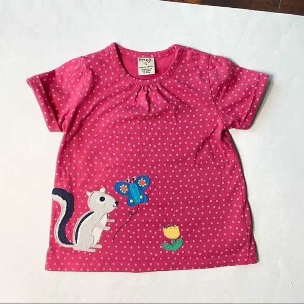 Frugi Fiona Tunic Squirrel Pink Polka Dot 2-3Y